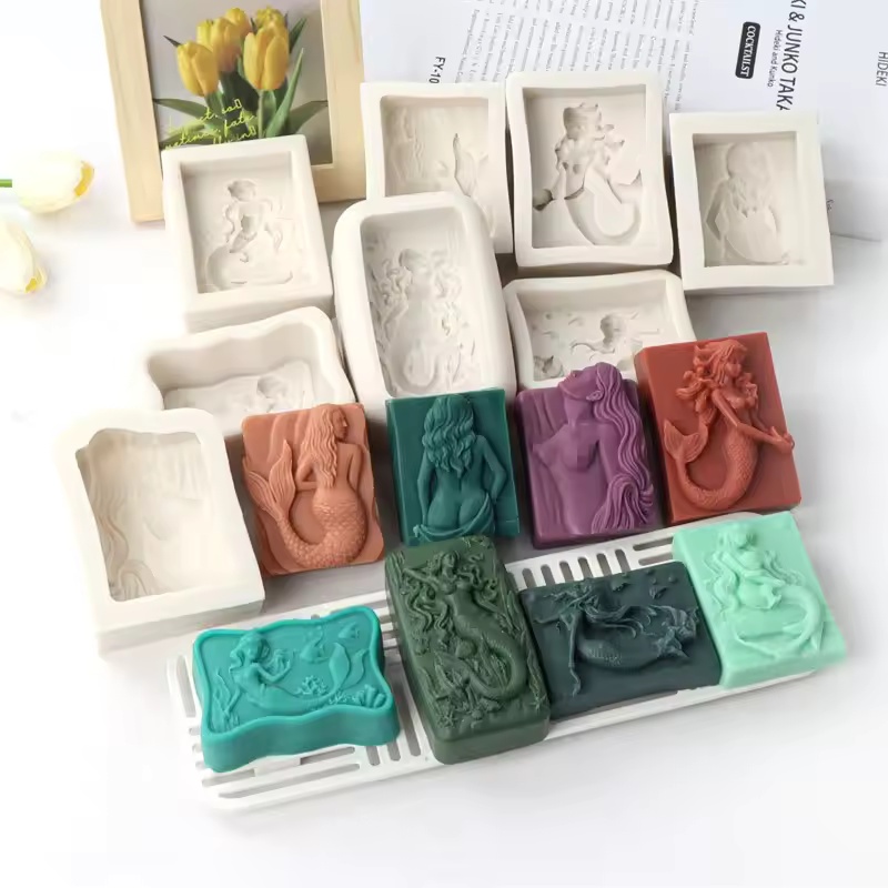 Candle Supplies Wholesale - Rechthoekige Oceaan-stijl 3D Zeemeermin Kaarsvorm DIY