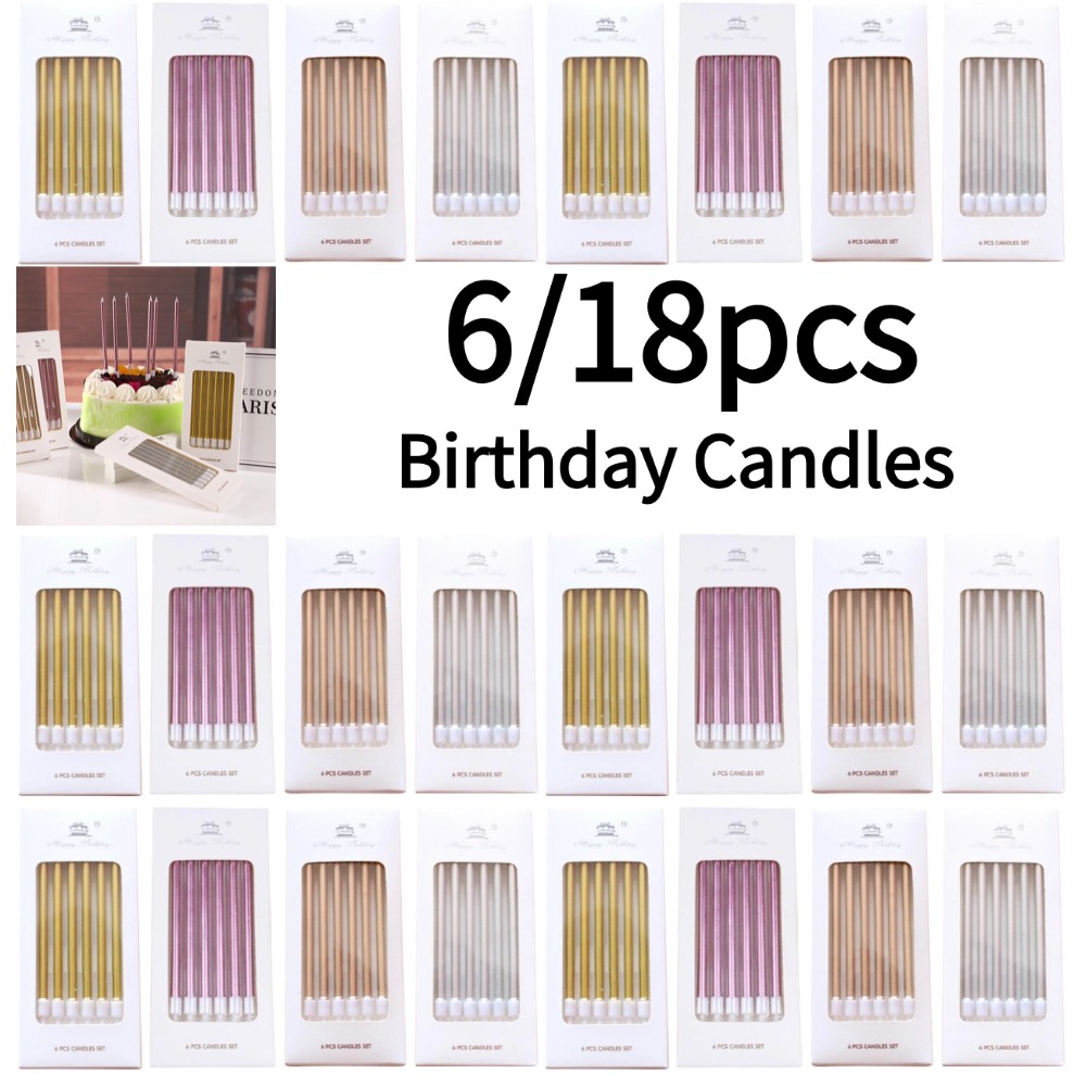 Candle Supplies In - 6/18 stks Metaal Goud Zilver Verjaardag